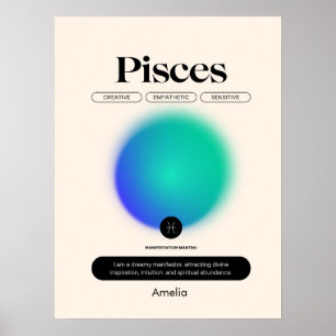 Póster Astrología Zodiac Rótulo Pisces Poster