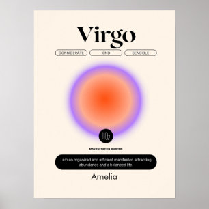 Póster Astrología Zodiac Rótulo Virgo Poster de la tempor