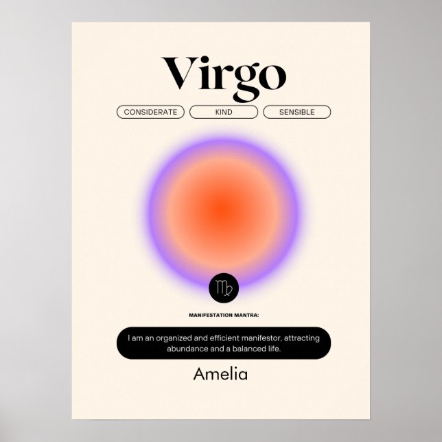 Póster Astrología Zodiac Rótulo Virgo Poster de la tempor (Frente)