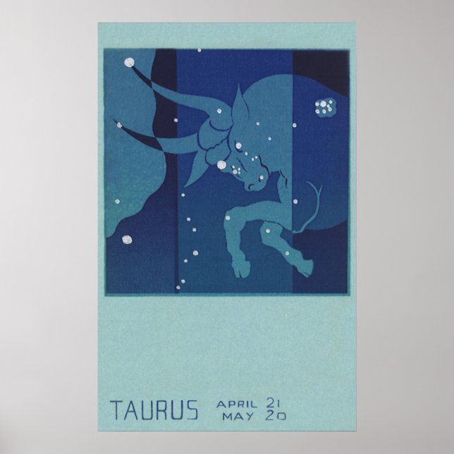 Póster Astrología zodiaca vintage, constelación de tauro (Frente)