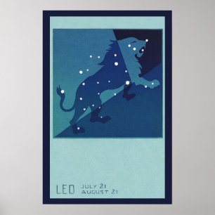 Póster Astrología zodiaca vintage Lion Constellation