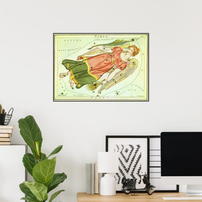 Póster Astrología zodiaca vintage Virgo Constelación (Oficina en casa)