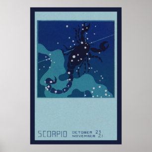 Póster Astrología Zodiaco Vintage, Constelación de Escorp
