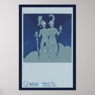 Póster Astrología Zodiaco Vintage Gemini Constelación Gem