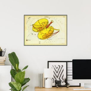 Póster Astrología Zodiaco Vintage Libra Escala Constelaci