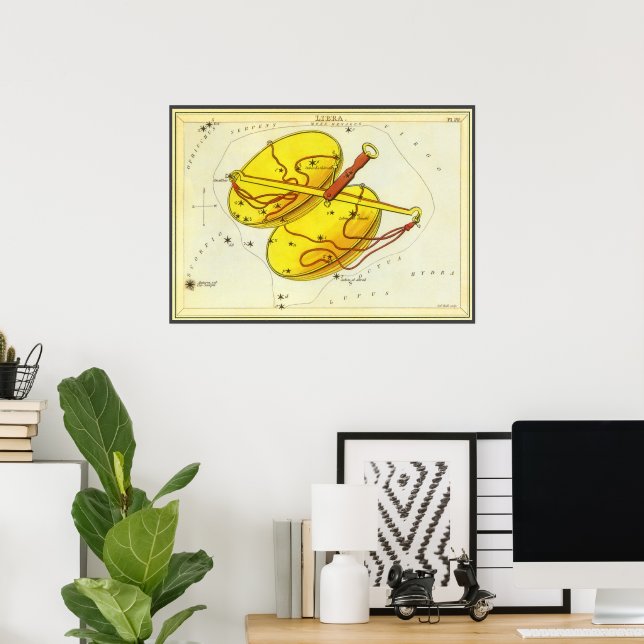 Póster Astrología Zodiaco Vintage Libra Escala Constelaci (Oficina en casa)