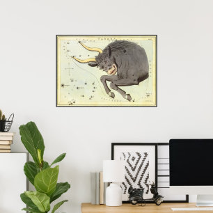 Póster Astrología Zodiaco Vintage Tauro Constelación del