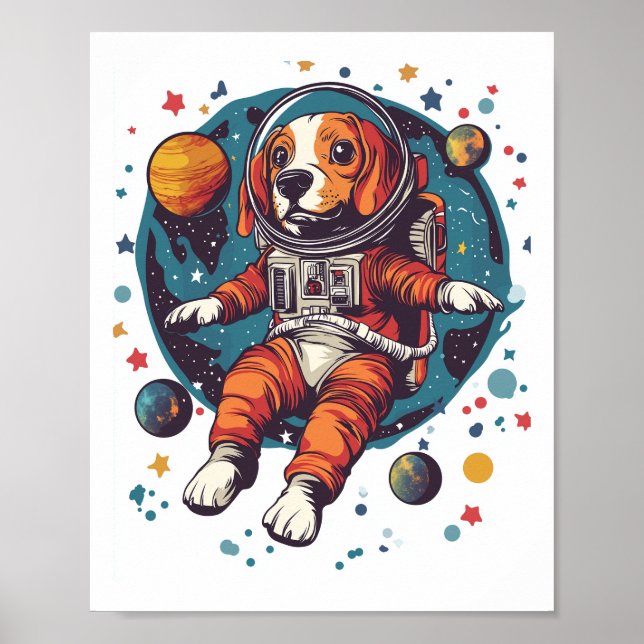 Póster Astronaut Beagle � Perro Explorador Espacial (Frente)