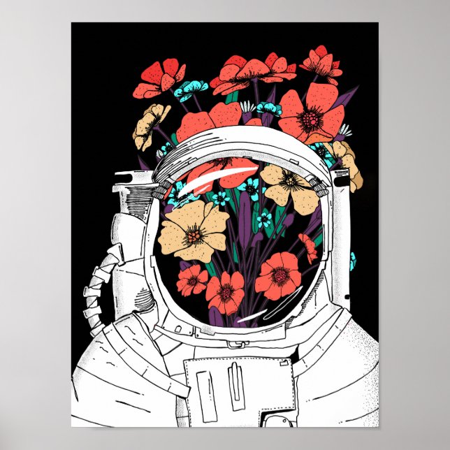 Póster Astronaut Floral space art (Frente)