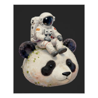 Póster Astronaut on a Space Panda Surreal Weird and Fun
