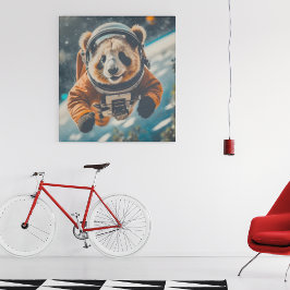 Póster Astronaut Panda en la guardería surrealista de ani