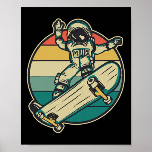 Póster Astronaut Patinando Monopatín