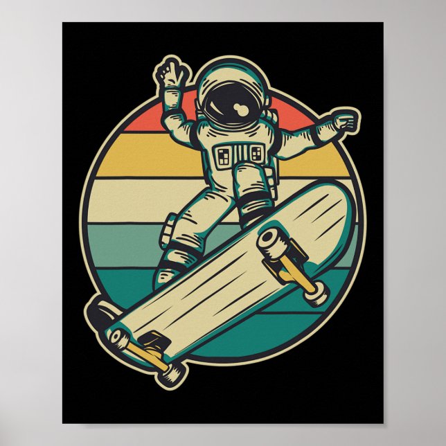 Póster Astronaut Patinando Monopatín  (Frente)
