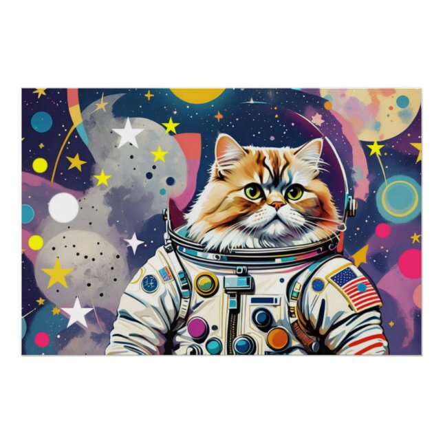 PÓSTER ASTRONAUT PERSIAN CAT 3 (Anverso)
