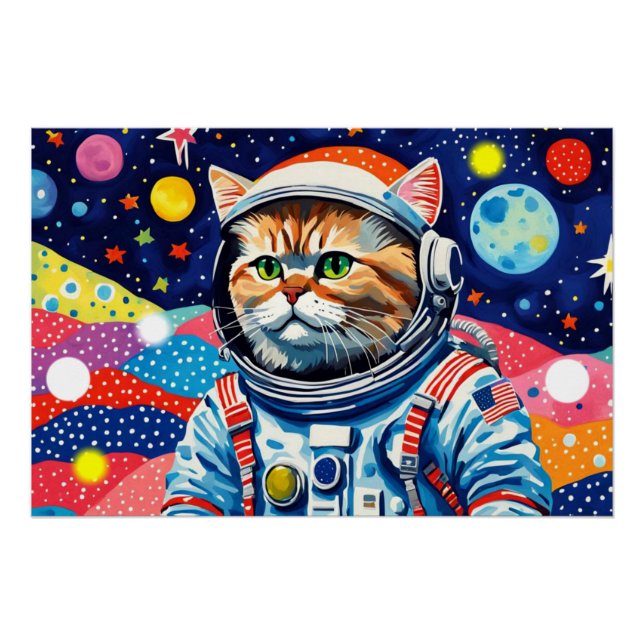 PÓSTER ASTRONAUT PERSIAN CAT 4 (Anverso)