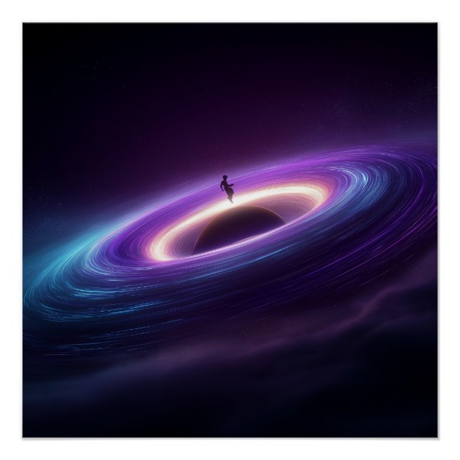 Póster Astronaut Silhouette on Black Hole Accretion Disk  (Anverso)