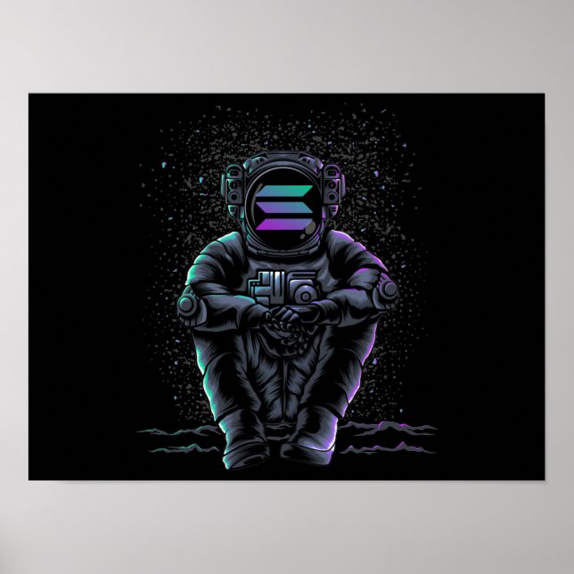 Póster Astronaut Sitting Solana SOL To The Moon Crypto (Frente)