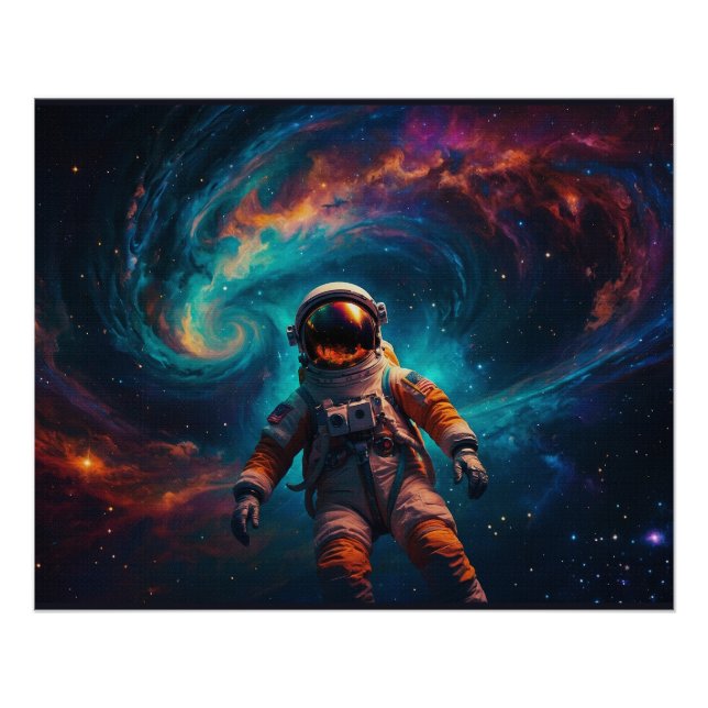 Póster Astronauta a la deriva en el espacio ultraterrestr (Anverso)