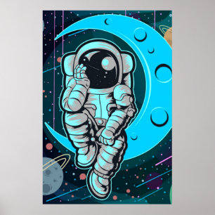 Póster astronauta a todo color