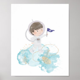 Póster Astronauta acuarela Aventura para niños