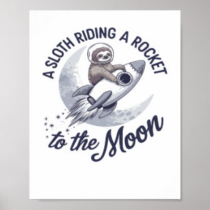 Póster Astronauta Adorable Perezoso Montando