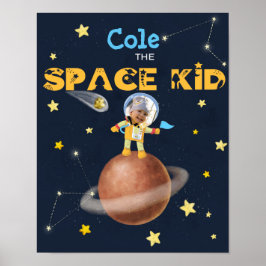Póster 👨 ‍ astronauta adorable tema espacial Personaliza
