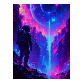Póster Astronauta al estilo de pintura al óleo de un plan