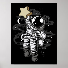 Póster Astronauta alcanzando la estrella