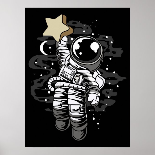 Póster Astronauta alcanzando la estrella (Frente)