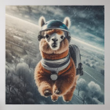 Astronauta Alpaca en el Espacio Animal Surrealista