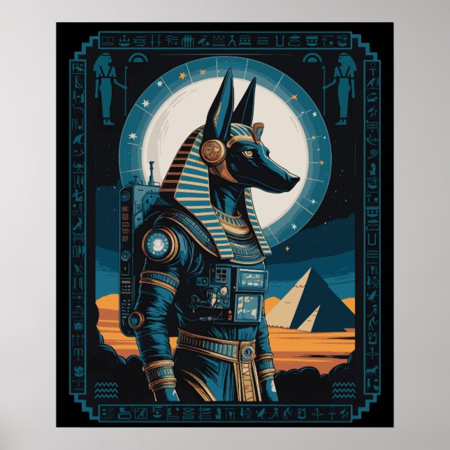 Póster Astronauta Anubis - Guardián cósmico de la tarde (Frente)