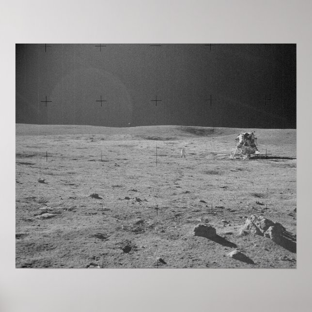 Póster Astronauta Apolo 14 y módulo lunar (Frente)