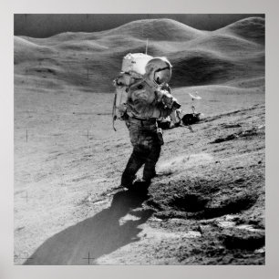Póster Astronauta Apolo 15 en la luna