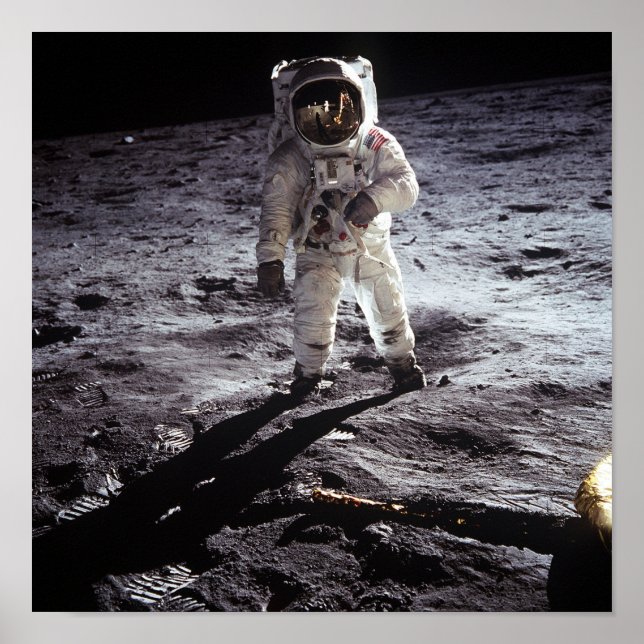 Póster astronauta aterrizando en la luna (Frente)