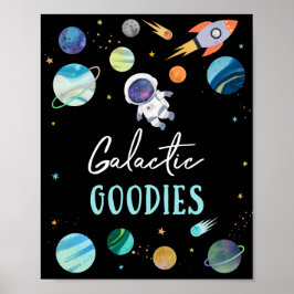 Póster Astronauta Azul Galáctico Goodies Rótulo de cumple