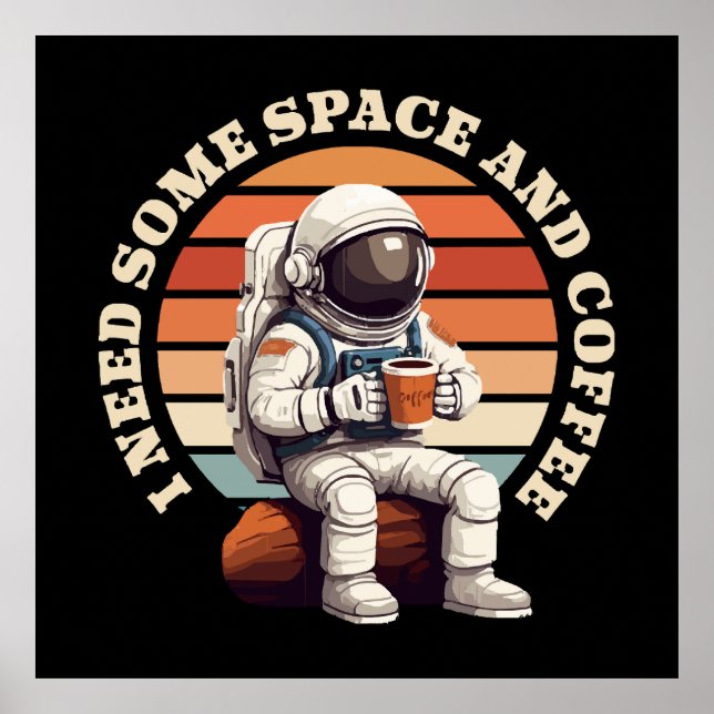 Póster Astronauta bebiendo café (Frente)