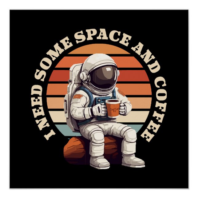Póster Astronauta bebiendo café (Anverso)