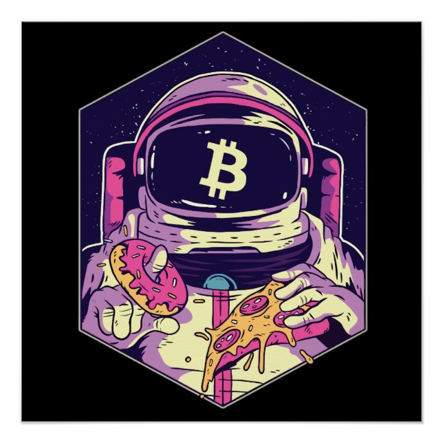 Póster Astronauta BITCOIN-Crypto (Anverso)