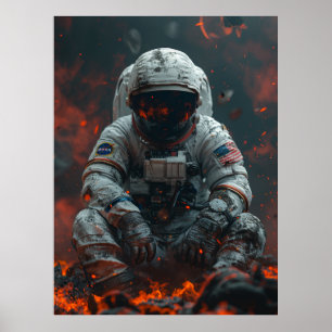 Póster Astronauta cautivante sentado en el Poster de la L