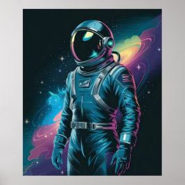 Póster Astronauta con traje futurista