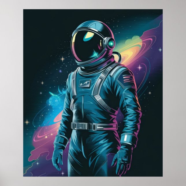 Póster Astronauta con traje futurista (Frente)