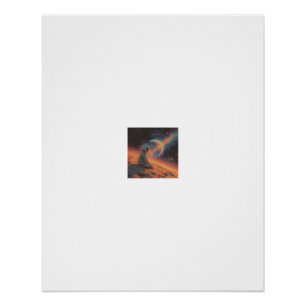 Póster Astronauta contemplando un planeta anillado