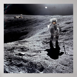 Póster Astronauta de Apolo 16 en la luna
