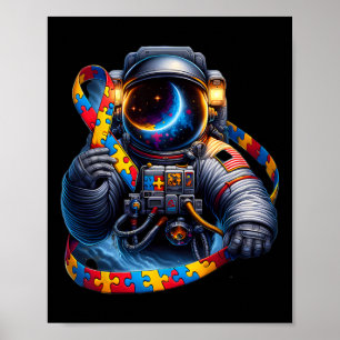 Póster Astronauta de autismo Rib de Perro Rojo Amarillo