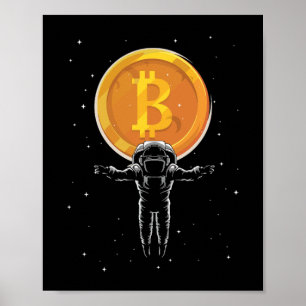 Póster Astronauta de Bitcoin a la luna - Cripto de Bitcoi