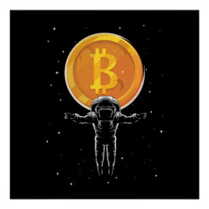 Póster Astronauta de Bitcoin a la luna - Cripto de Bitcoi