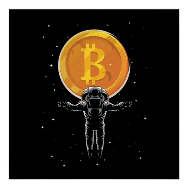 Póster Astronauta de Bitcoin a la luna - Cripto de Bitcoi (Anverso)