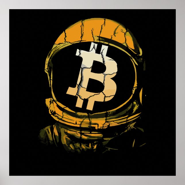 Póster Astronauta de Bitcoin-Crypto (Frente)