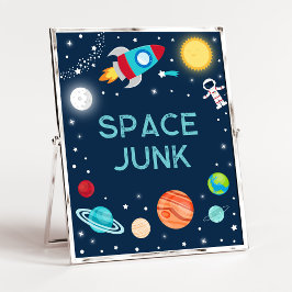 Póster Astronauta de desechos espaciales planetas Rótulo 