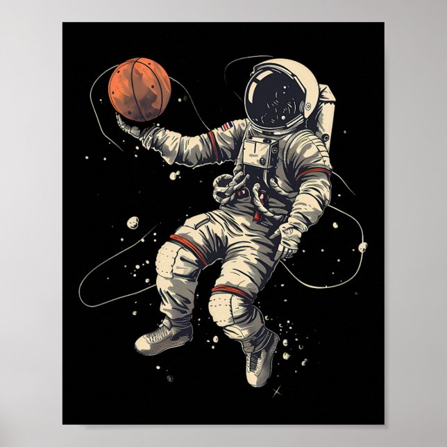 Póster Astronauta de dibujo anima a un intérprete de sket (Frente)